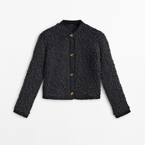 Massimo Dutti, boucle knit cardigan with buttons, S